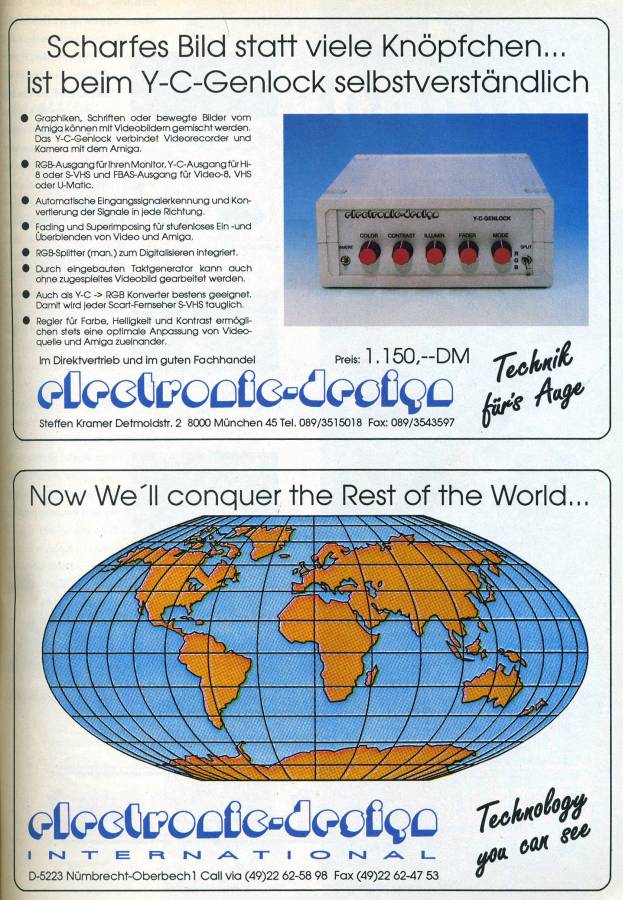 Electronic Design / Hama Y/C-Genlock / Genlock S-590 - Vintage Ad (Datum: 1991-05, Herkunft: DE)