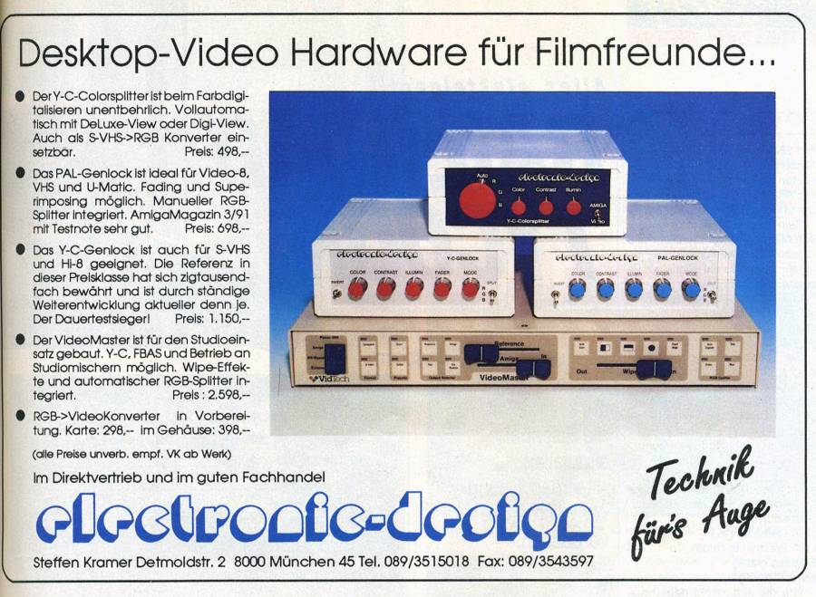 Electronic Design / Hama Y/C-Genlock / Genlock S-590 - Vintage Ad (Datum: 1991-06, Herkunft: DE)