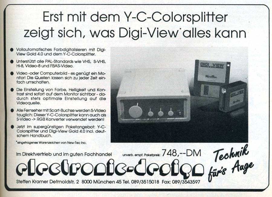 Electronic Design Y/C-Colorsplitter - Zeitgenössische Werbung - Datum: 1991-10, Herkunft: DE