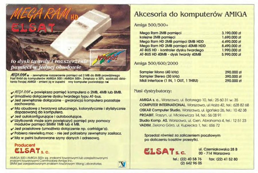 Elsat Sampler Mono / Stereo / Hi-Fi Stereo - Vintage Advert - Date: 1993-04, Origin: PL