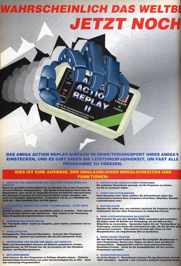 Datel Electronics Action Replay Mk I, II & III - Vintage Ad (Datum: 1991-10, Herkunft: DE)