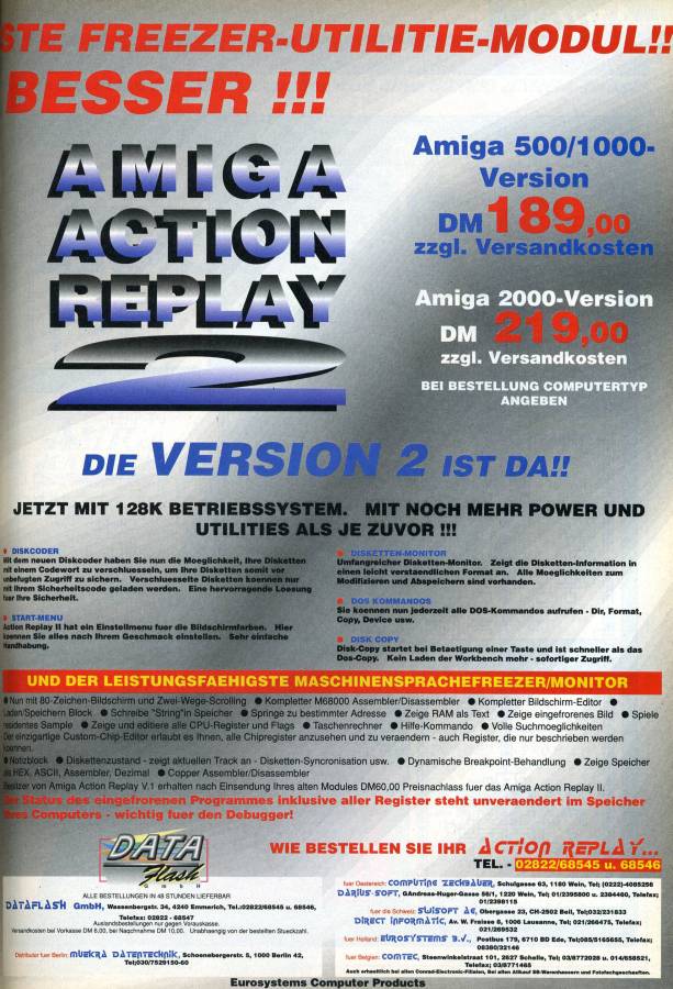 Datel Electronics Action Replay Mk I, II & III - Vintage Ad (Datum: 1991-10, Herkunft: DE)