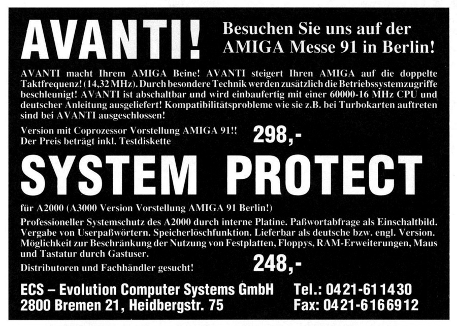 Evolution Computer Systems / Nordsoft System Protect - Vintage Advert - Date: 1991-03, Origin: DE