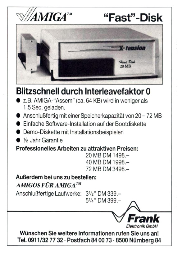 Frank Elektronik X-Tension HD - Zeitgen&ouml;ssische Werbung - Datum: 1987-12, Herkunft: DE