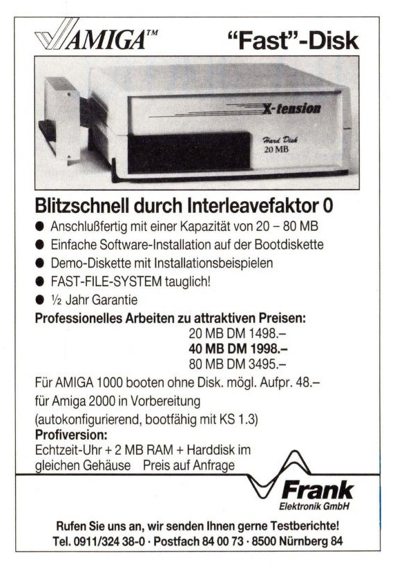 Frank Elektronik X-Tension HD - Zeitgen&ouml;ssische Werbung - Datum: 1988-12, Herkunft: DE