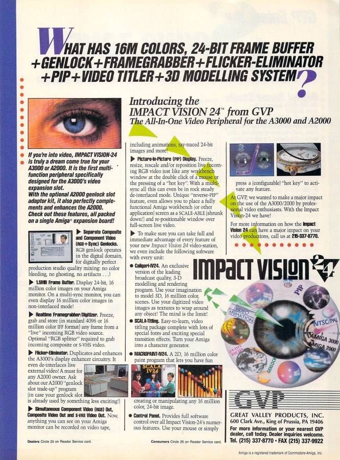Great Valley Products Impact Vision 24 - Zeitgenössische Werbung - Datum: 1991-11, Herkunft: US