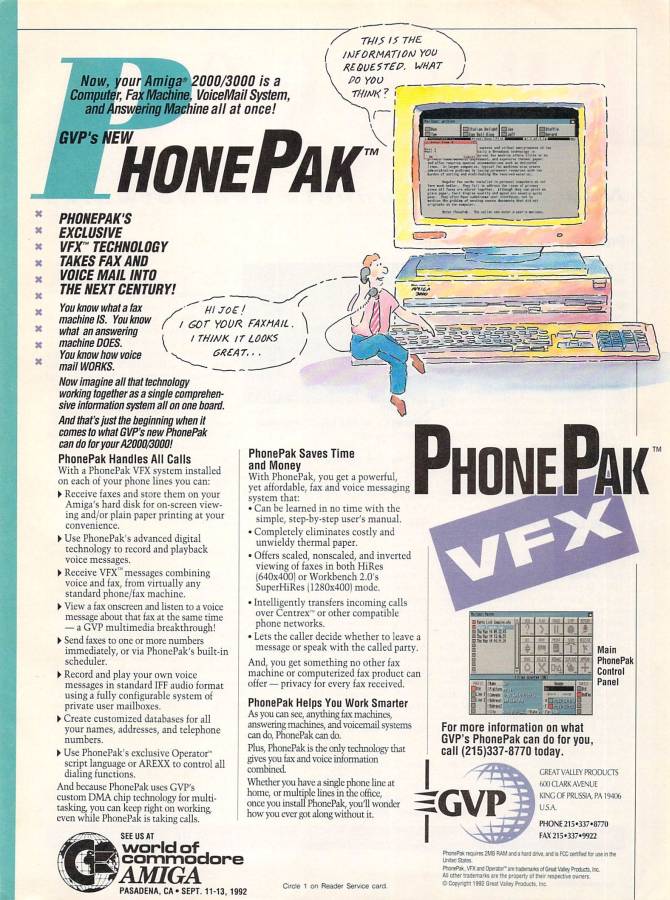 Great Valley Products PhonePak VFX - Vintage Ad (Datum: 1992-09, Herkunft: US)