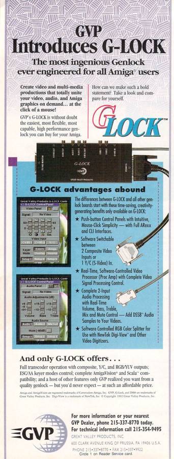 Great Valley Products G-Lock - Zeitgenössische Werbung - Datum: 1992-11, Herkunft: US