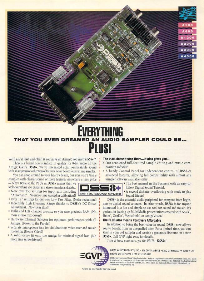 Great Valley Products DSS8+ - Zeitgenössische Werbung - Datum: 1993-07, Herkunft: US