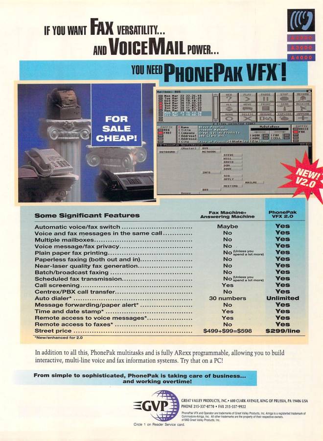 Great Valley Products PhonePak VFX - Vintage Advert - Date: 1993-08, Origin: US