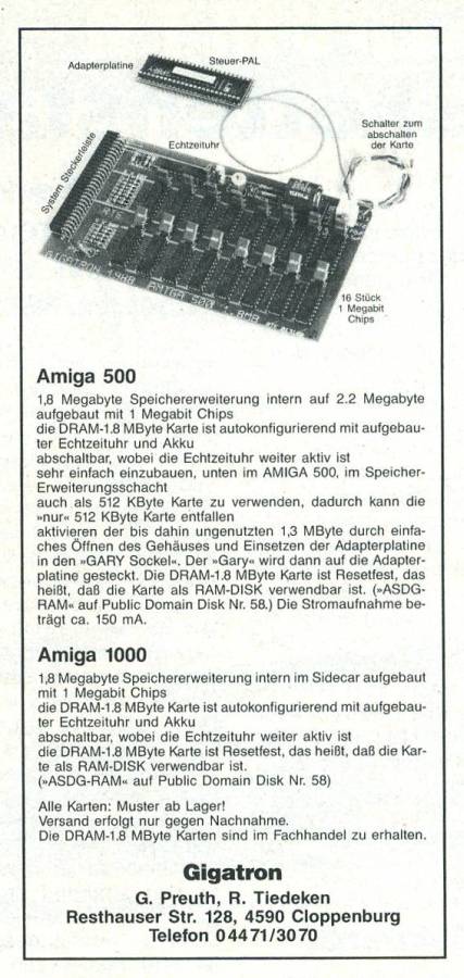 Gigatron A1000 - Vintage Ad (Datum: 1988-04, Herkunft: DE)