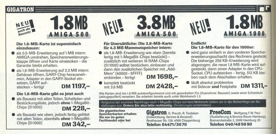 Gigatron MiniMax 1.8 & MiniMax Plus - Zeitgenössische Werbung - Datum: 1988-11, Herkunft: DE