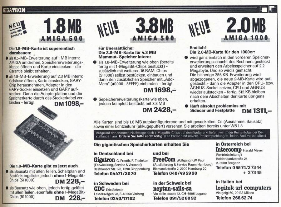 Gigatron MiniMax 1.8 & MiniMax Plus - Zeitgenössische Werbung - Datum: 1989-01, Herkunft: DE