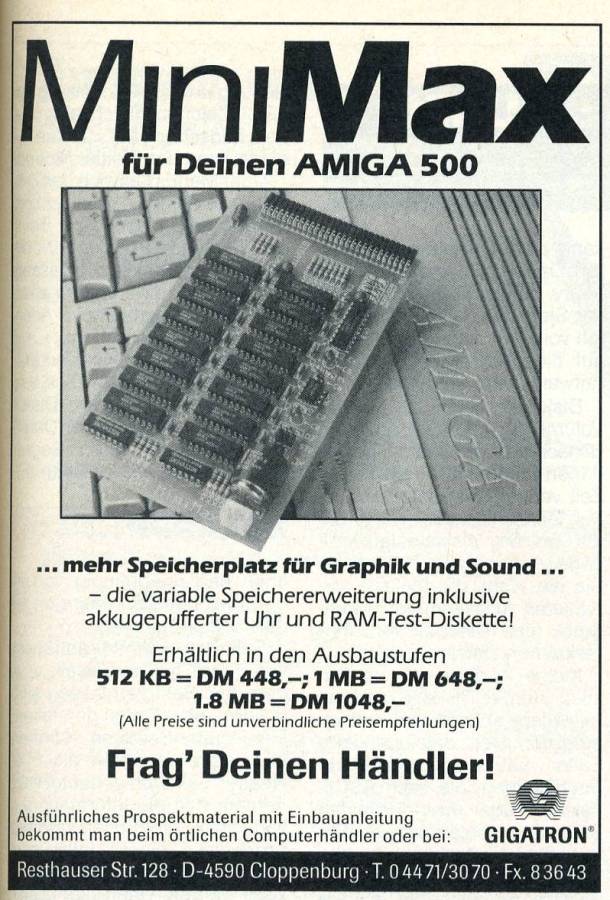 Gigatron MiniMax 1.8 & MiniMax Plus - Zeitgenössische Werbung - Datum: 1989-08, Herkunft: DE