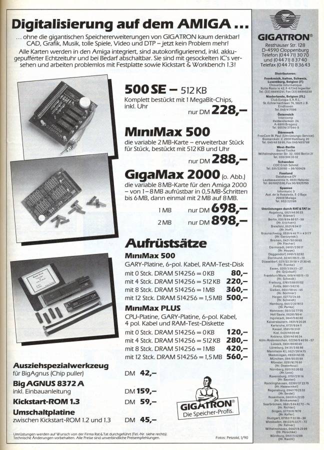 Gigatron 500 SE - Zeitgenössische Werbung - Datum: 1990-03, Herkunft: DE
