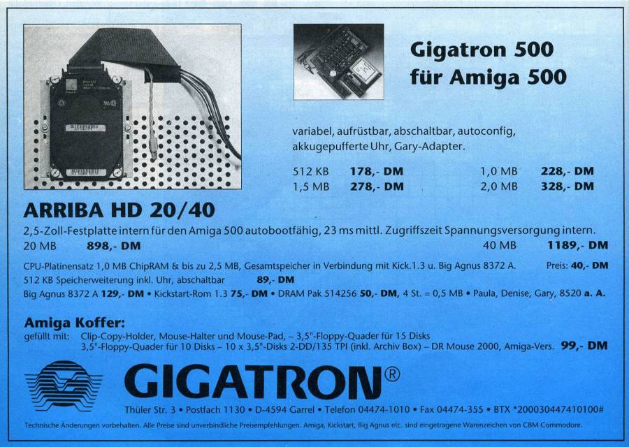 Gigatron Arriba HD - Zeitgenössische Werbung - Datum: 1991-08, Herkunft: DE