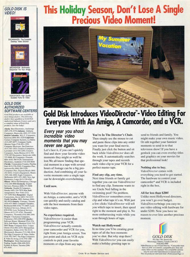 Gold Disk Video Director - Zeitgenössische Werbung - Datum: 1991-12, Herkunft: US