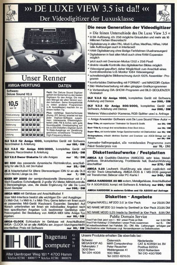 Hagenau Computer Deluxe View - Zeitgenössische Werbung - Datum: 1989-01, Herkunft: DE