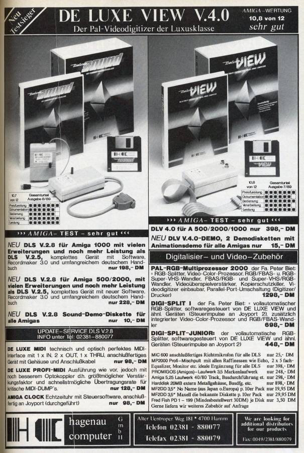 Hagenau Computer Deluxe View - Zeitgenössische Werbung - Datum: 1989-10, Herkunft: DE