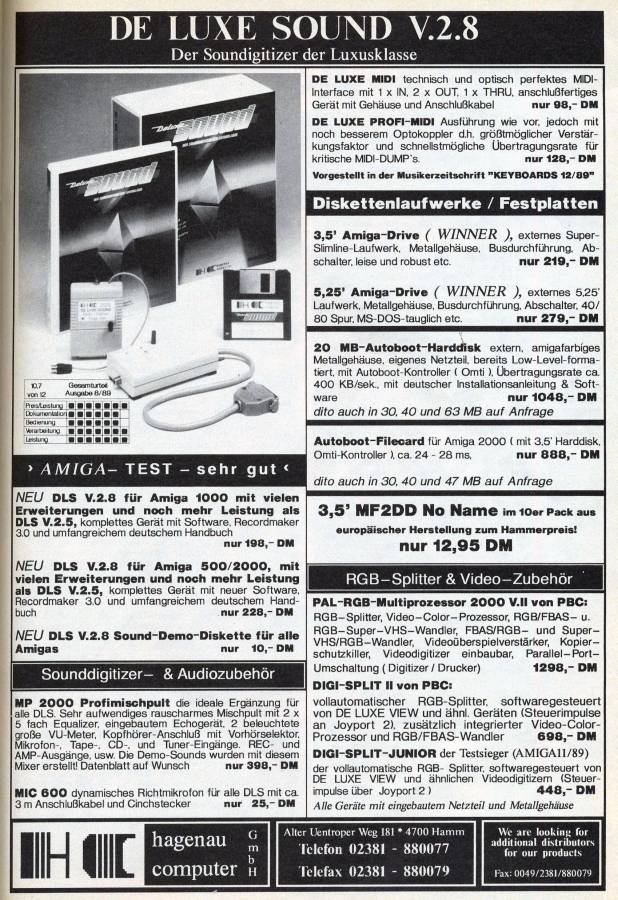 Hagenau Computer Deluxe Sound - Zeitgenössische Werbung - Datum: 1990-01, Herkunft: DE