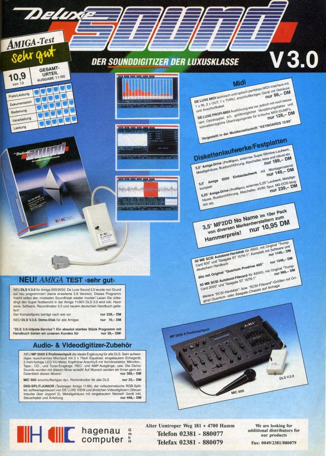 Hagenau Computer Deluxe Sound - Zeitgenössische Werbung - Datum: 1990-12, Herkunft: DE
