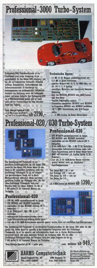 Harms Computertechnik Professional 020 / 030 - Zeitgenössische Werbung - Datum: 1991-04, Herkunft: DE