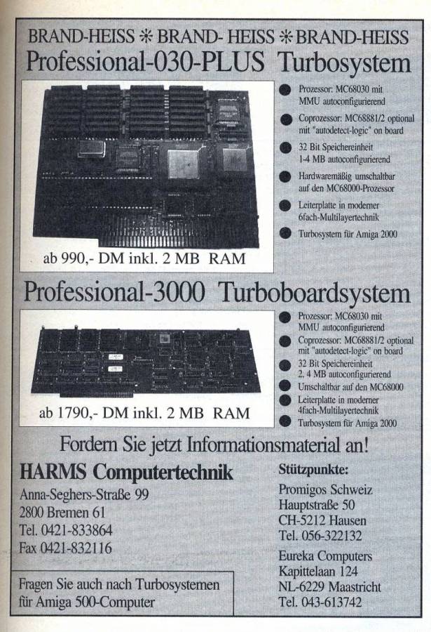 Harms Computertechnik Professional 030 Standard & Plus - Zeitgenössische Werbung - Datum: 1992-05, Herkunft: DE