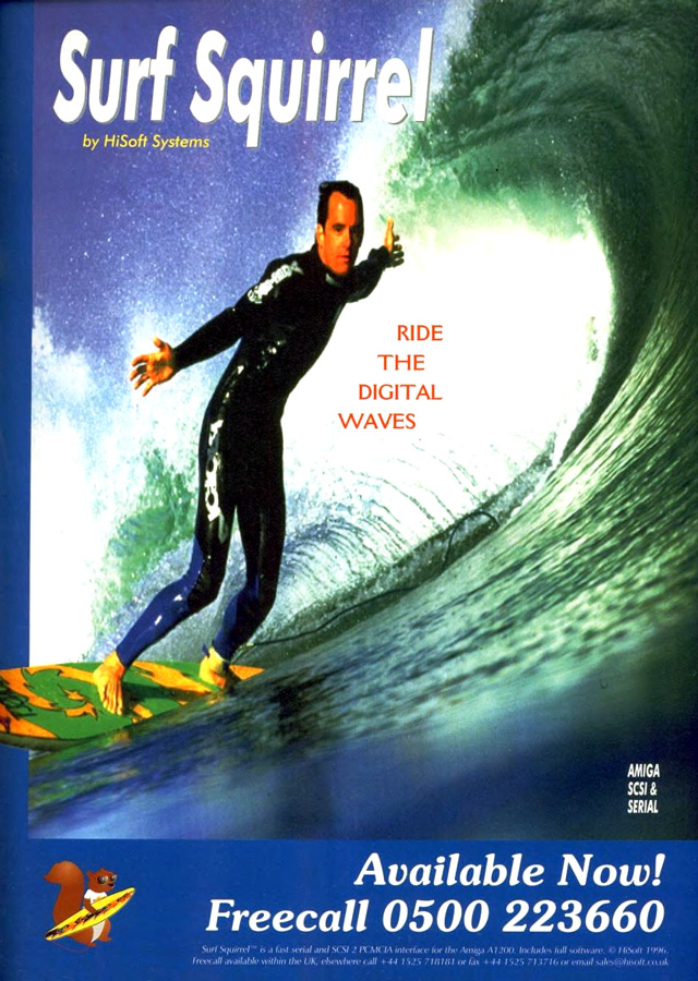 HiSoft Surf Squirrel - Zeitgen&ouml;ssische Werbung - Datum: 1996-06, Herkunft: UK