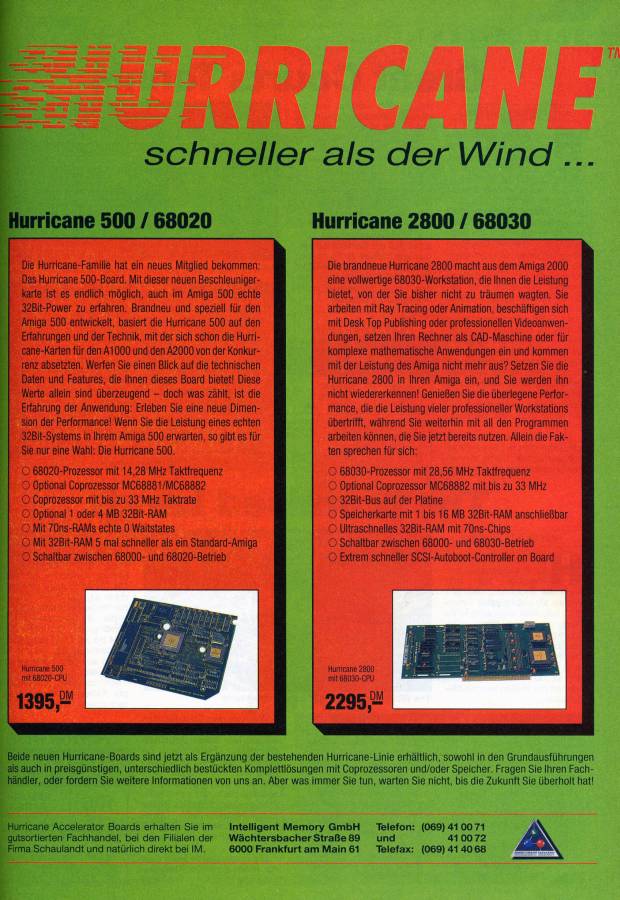 Daniel Instruments / IMtronics Hurricane 500 - Vintage Ad (Datum: 1989-11, Herkunft: DE)