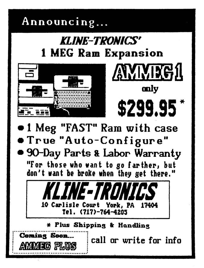 Kline-Tronics Ammeg1 - Zeitgenössische Werbung - Datum: 1987-07, Herkunft: US