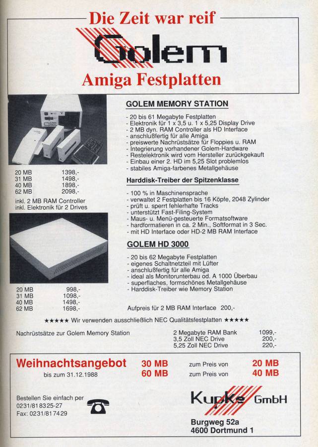 Kupke Golem HD 3000 - Vintage Ad (Datum: 1989-01, Herkunft: DE)