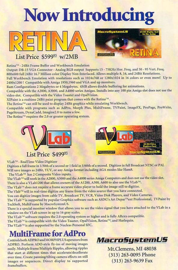 MacroSystem V-Lab - Zeitgenössische Werbung - Datum: 1993-05, Herkunft: US