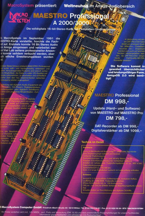 MacroSystem Maestro Professional - Zeitgenössische Werbung - Datum: 1992-10, Herkunft: DE