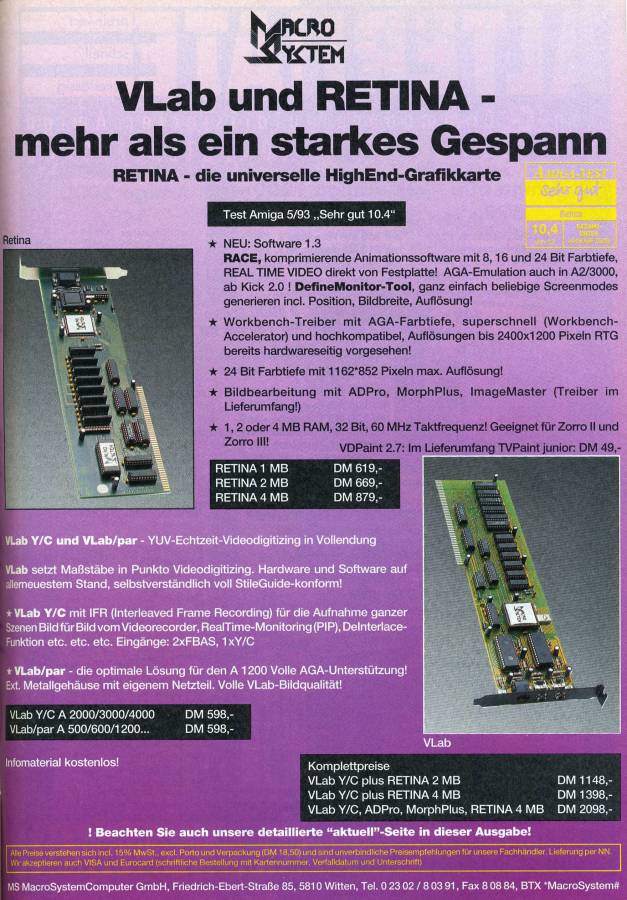 MacroSystem V-Lab Y/C - Vintage Advert - Date: 1993-06, Origin: DE