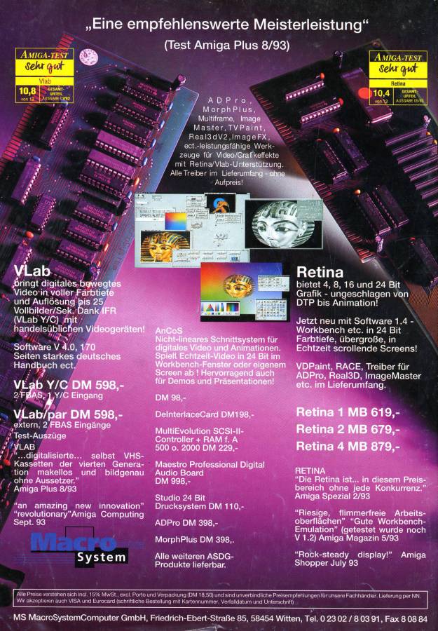 MacroSystem V-Lab Y/C - Zeitgenössische Werbung - Datum: 1993-09, Herkunft: DE