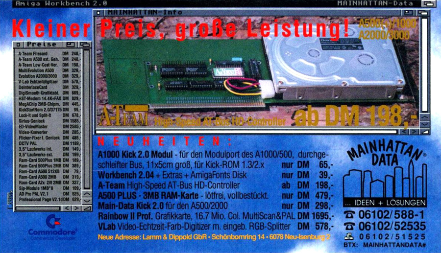 Mainhattan Data A-Team 2000 - Zeitgen&ouml;ssische Werbung - Datum: 1992-07, Herkunft: DE