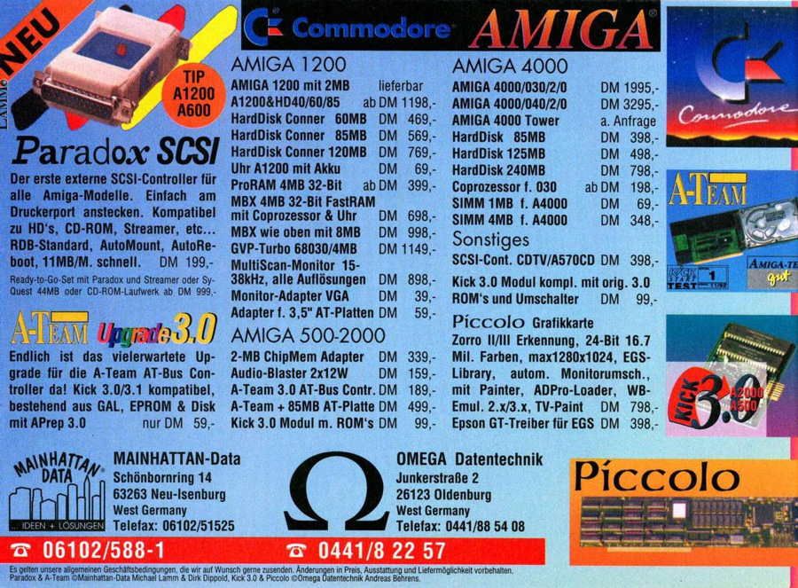 Mainhattan Data Main-Data Kick 2.0 - Vintage Advert - Date: 1993-10, Origin: DE