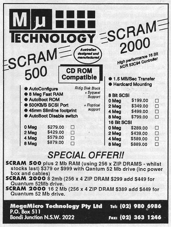 Norman Jackson / MegaMicro SCRAM 2000 - Vintage Advert - Date: 1992-06, Origin: AU