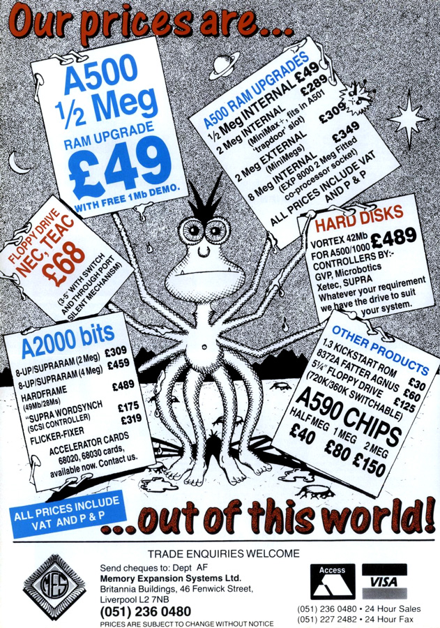 Memory Expansion Systems MES 512kB Card - Vintage Advert - Date: 1990-07, Origin: GB