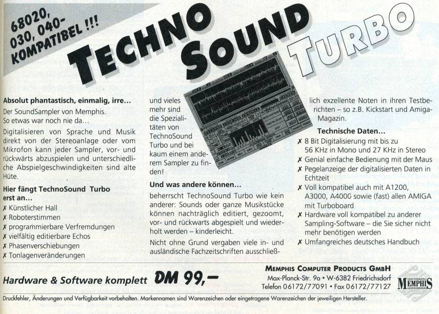 New Dimensions TechnoSound Turbo - Vintage Advert - Date: 1993-03, Origin: DE