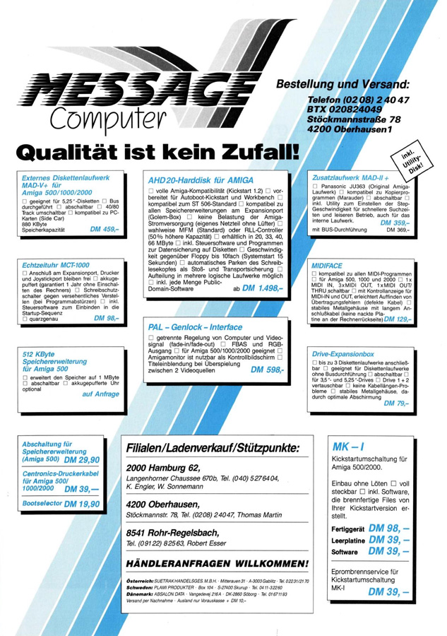 Message Computer AHD - Zeitgen&ouml;ssische Werbung - Datum: 1988-02, Herkunft: DE