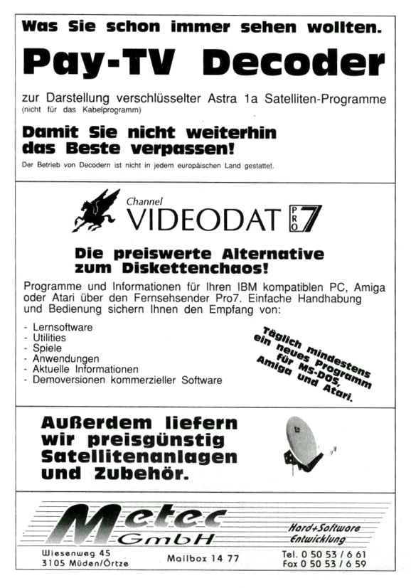 Wiegand Video-Daten-Systeme VD 2000 Channel VIDEODAT Decoder - Zeitgen&ouml;ssische Werbung - Datum: 1992-12, Herkunft: DE