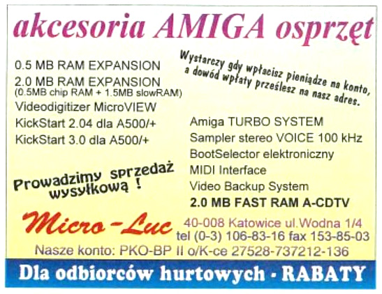 Micro-Luc MIDI Interface Amiga 500 - Zeitgen&ouml;ssische Werbung - Datum: 1994-12, Herkunft: PL