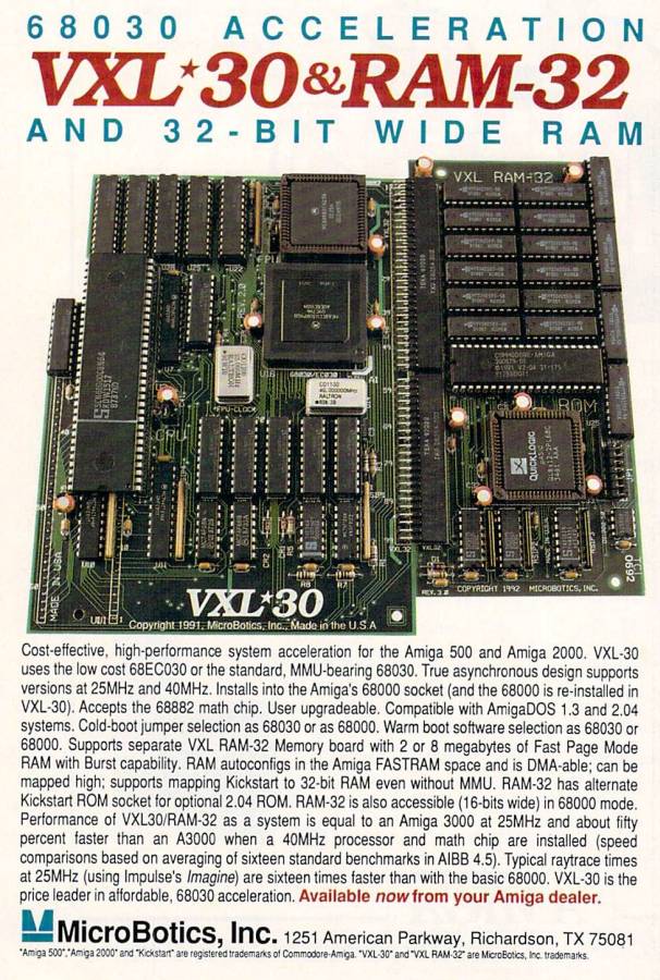 Microbotics VXL*30 - Zeitgenössische Werbung - Datum: 1992-10, Herkunft: US
