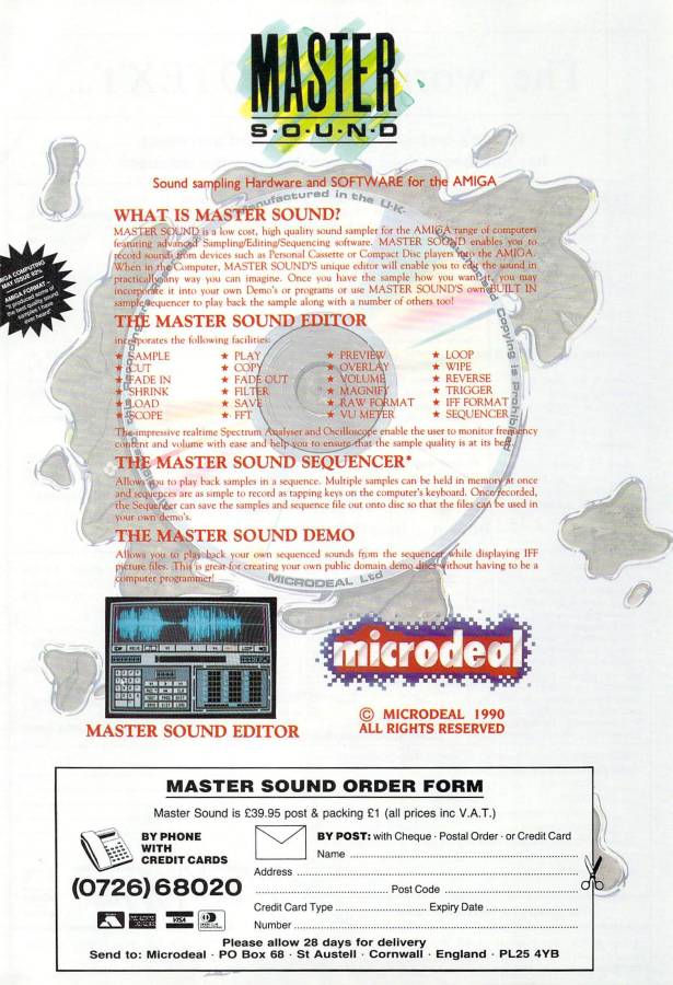 Microdeal Master Sound - Zeitgenössische Werbung - Datum: 1990-06, Herkunft: GB