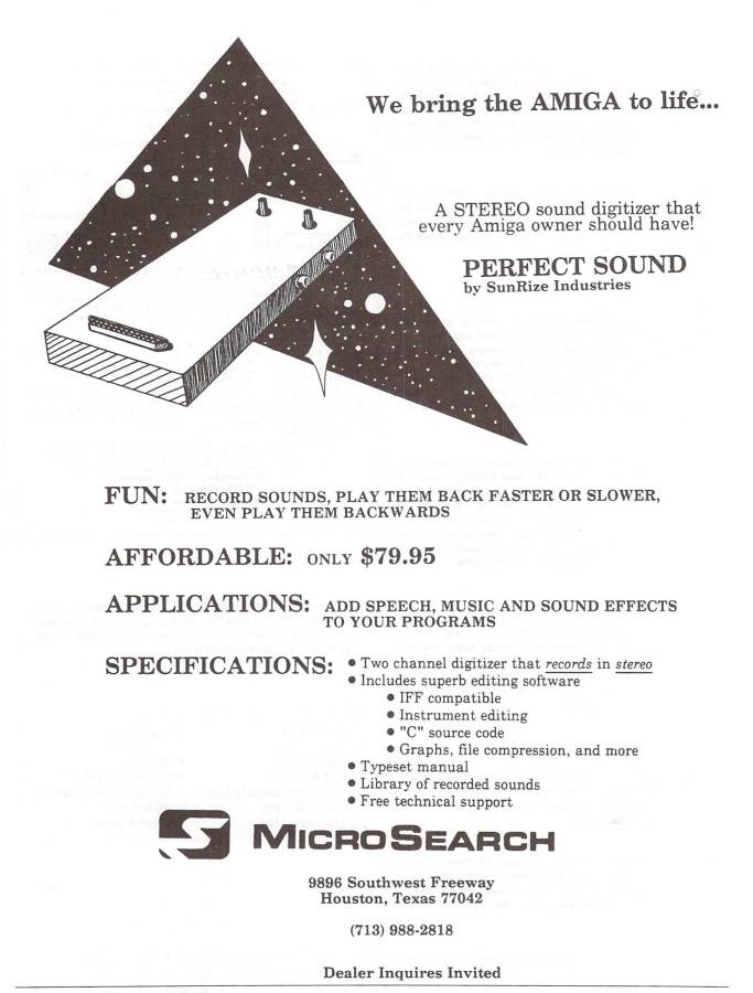 Sunrize Industries Perfect Sound - Vintage Ad (Datum: 1987-01, Herkunft: US)