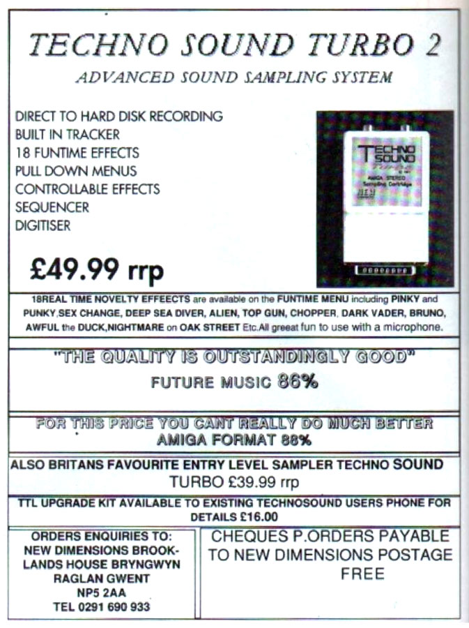 New Dimensions TechnoSound Turbo - Vintage Advert - Date: 1993-10, Origin: UK
