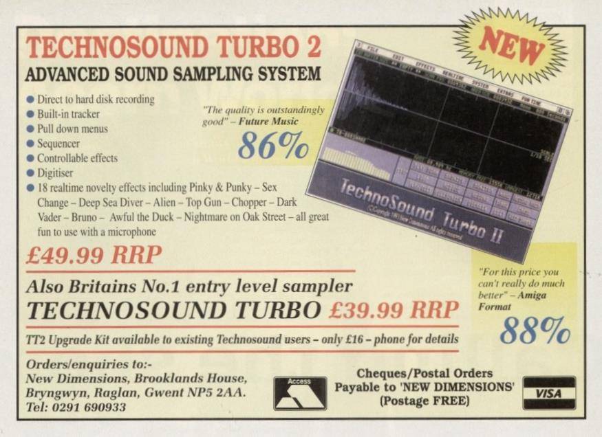 New Dimensions TechnoSound Turbo - Vintage Ad (Datum: 1993-12, Herkunft: GB)