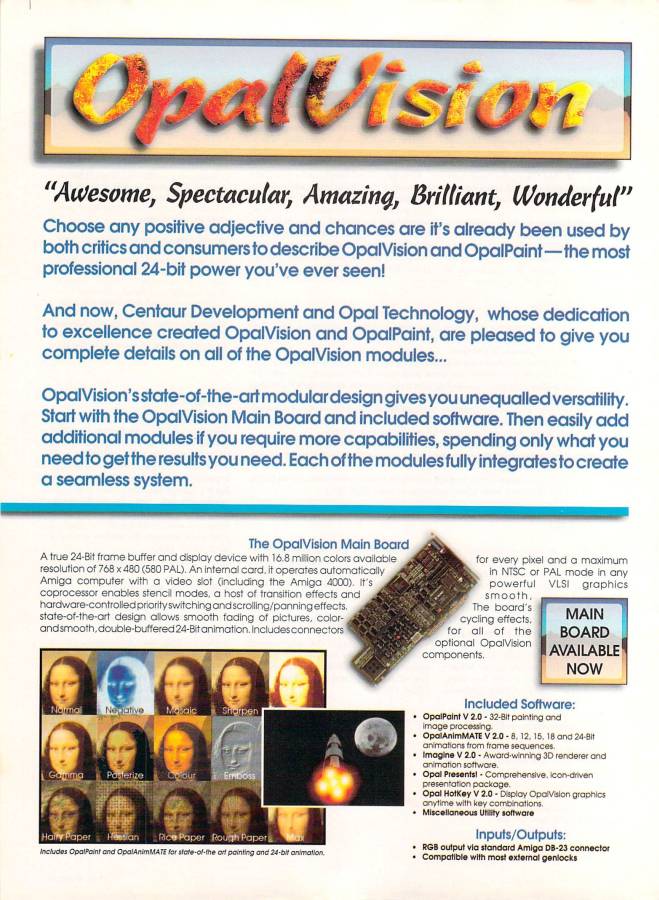 Opal Technologies OpalVision - Zeitgenössische Werbung - Datum: 1993-04, Herkunft: US
