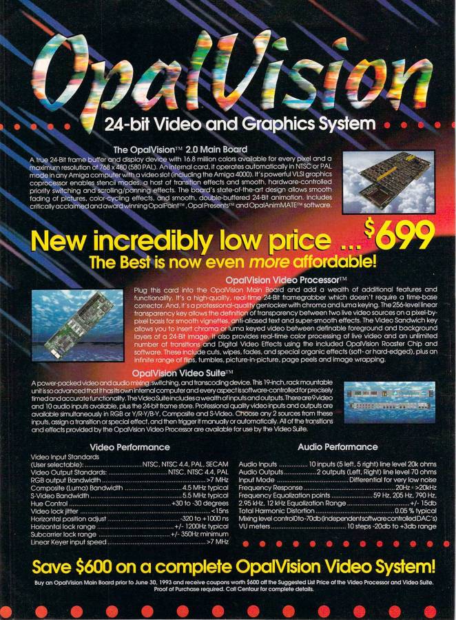 Opal Technologies OpalVision - Zeitgenössische Werbung - Datum: 1993-06, Herkunft: US
